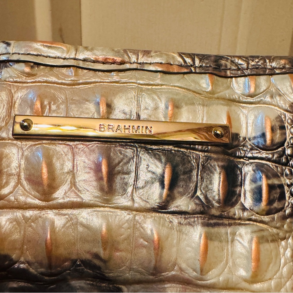 RARE COLOR! Brahmin Genuine Leather Croc Embossed Mini Asher in Muse Melbourne! - Picture 16 of 16